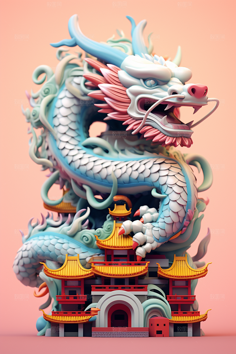 蟠龙建筑中国传统3D模型