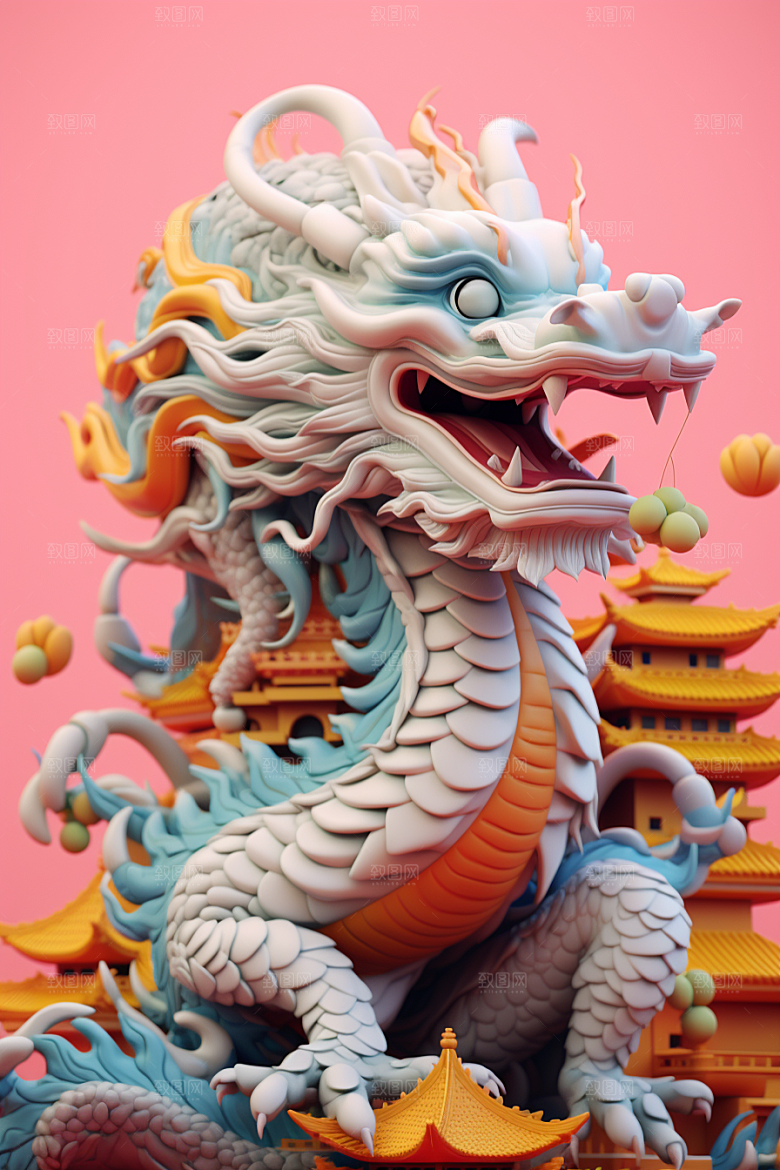 蟠龙建筑高清C4D模型