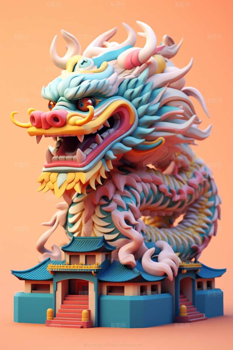 蟠龙建筑中国传统3D模型