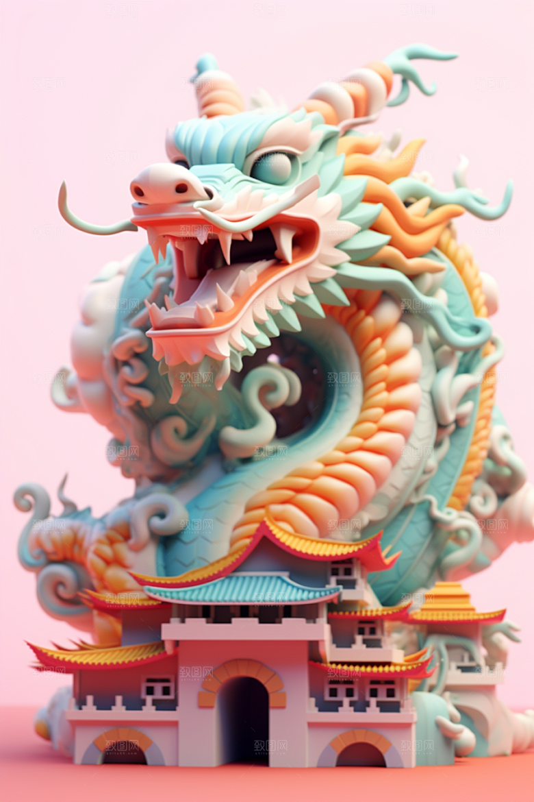 蟠龙建筑3D中国传统模型