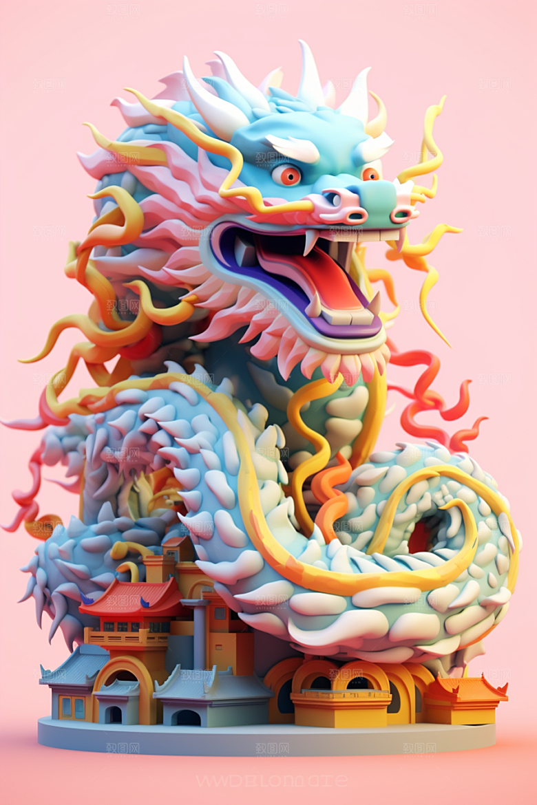 蟠龙建筑C4D3D模型