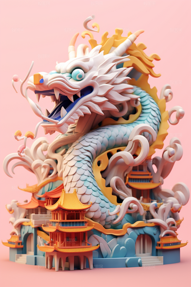 蟠龙建筑3D中国传统模型
