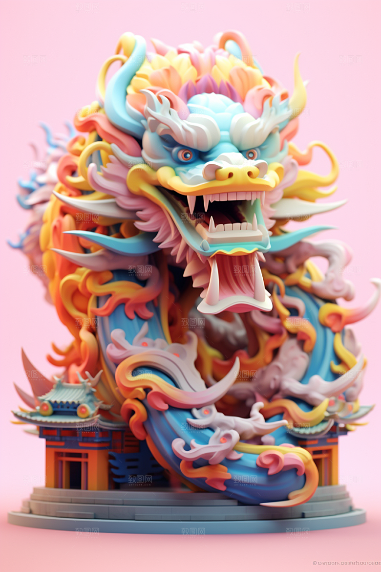 蟠龙建筑中国传统C4D模型