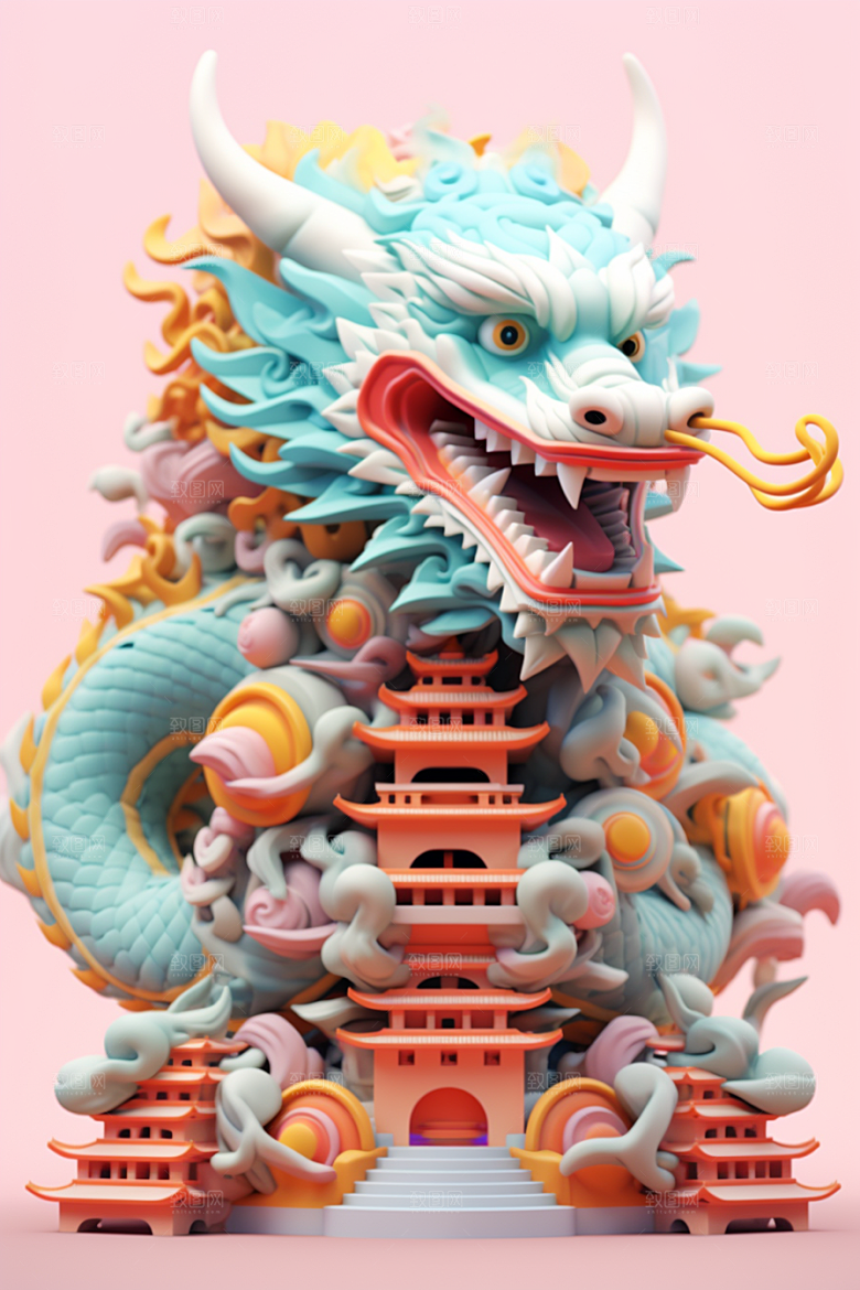 蟠龙建筑中国风3D模型