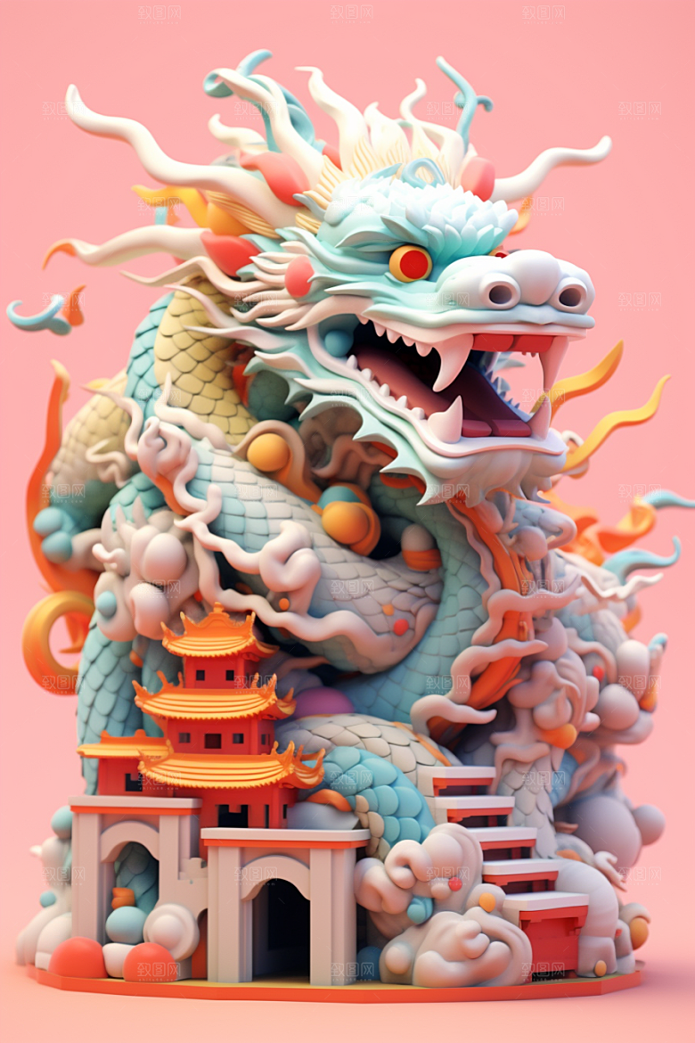 蟠龙建筑3D中国传统模型