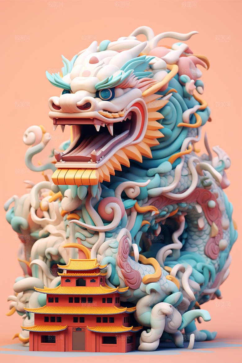 蟠龙建筑C4D3D模型