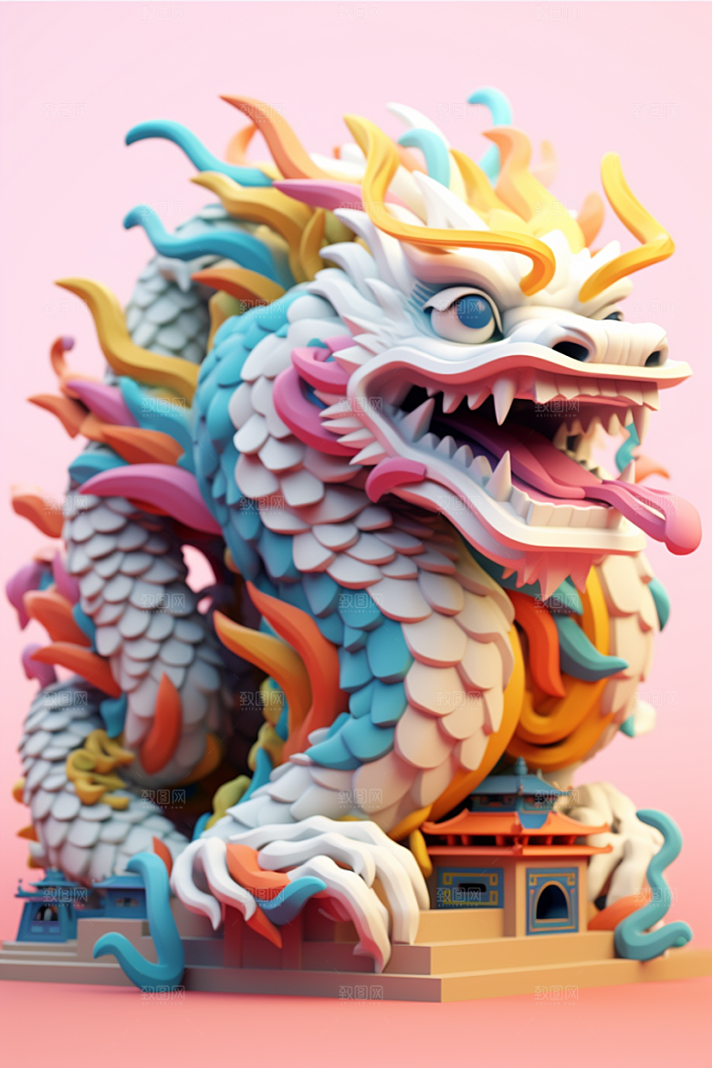 蟠龙建筑中国风3D模型