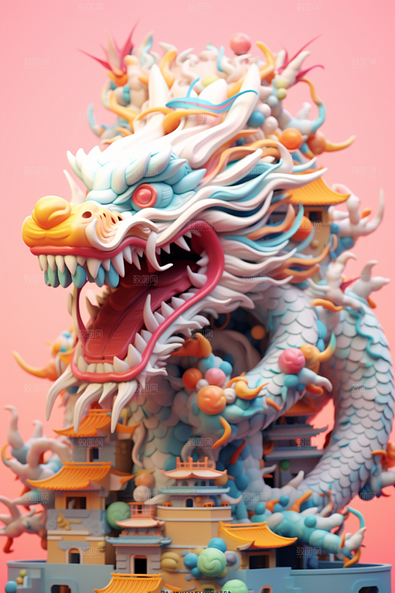 蟠龙建筑C4D3D模型