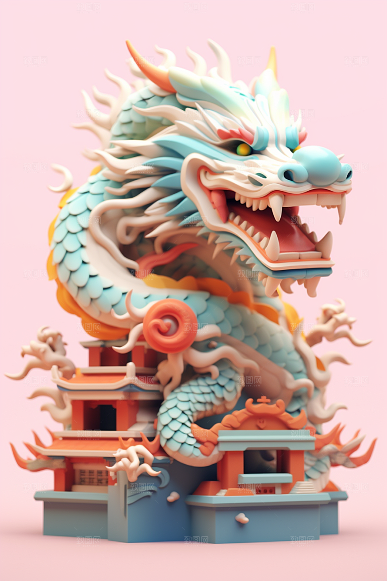 蟠龙建筑C4D3D模型