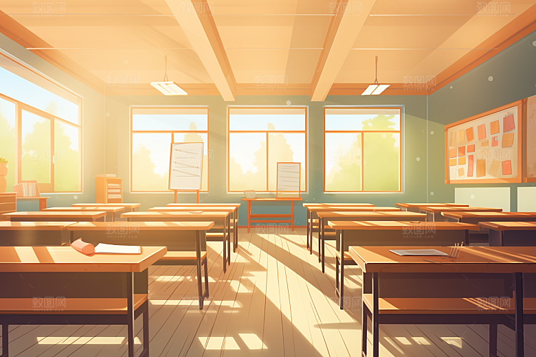 教室课桌椅学校高清素材