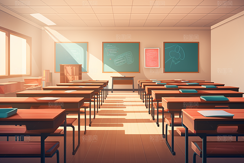 教室课桌椅高清学校素材