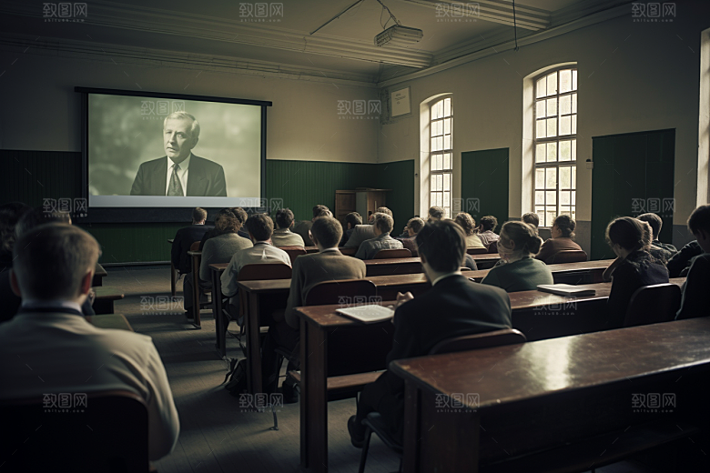 教室课桌椅上课开学季素材