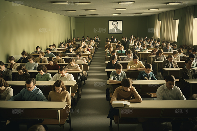 教室课桌椅课堂上课素材