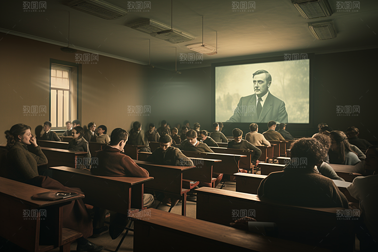 教室课桌椅上课开学季素材