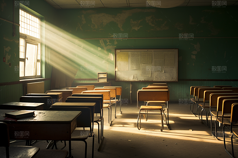 教室课桌椅学习开学季素材