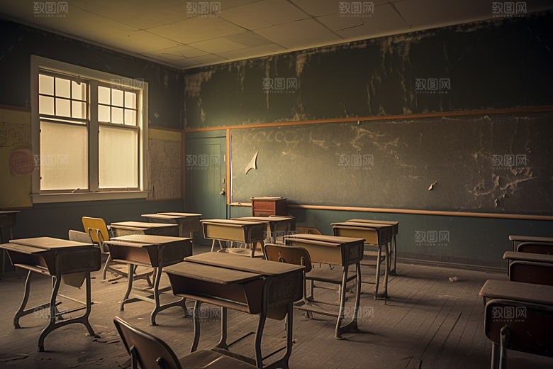教室课桌椅学校教学素材