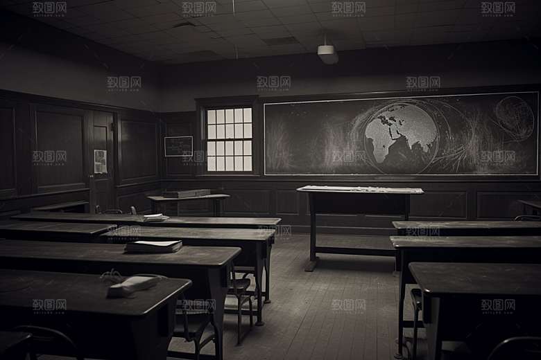 教室课桌椅教学校园素材