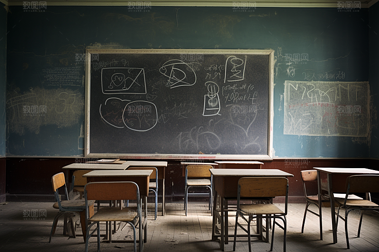 教室课桌椅学校教学素材