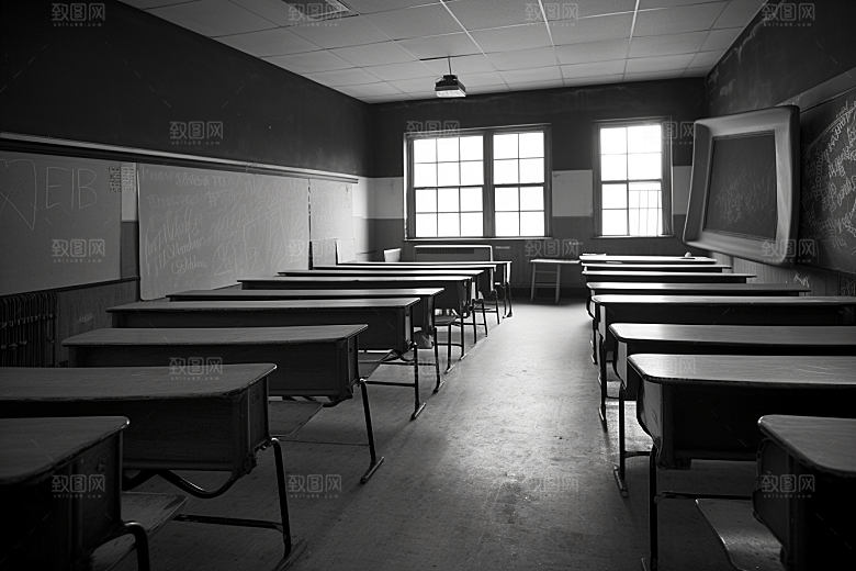 教室课桌椅教学学习素材