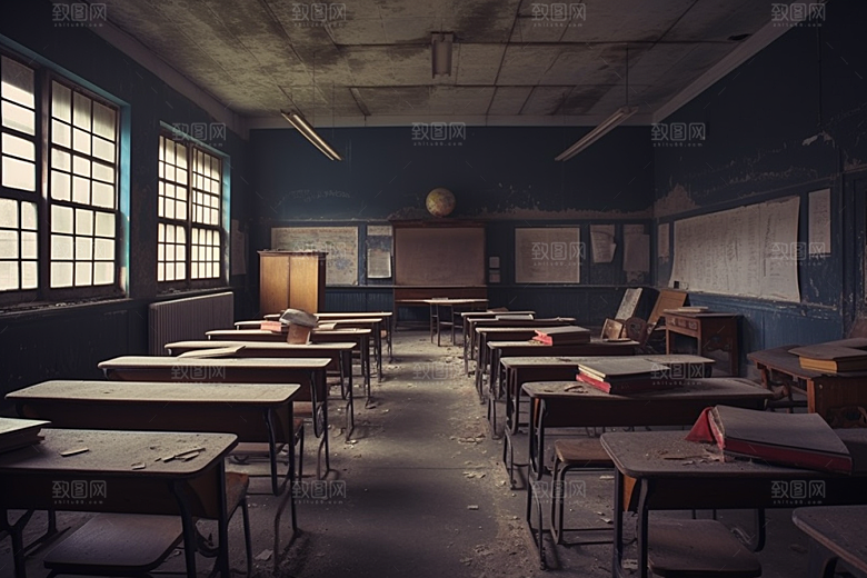 教室课桌椅上课学校素材