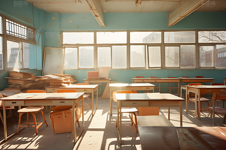 教室课桌椅学校开学季素材