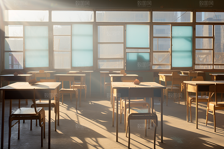 教室课桌椅学校培训素材