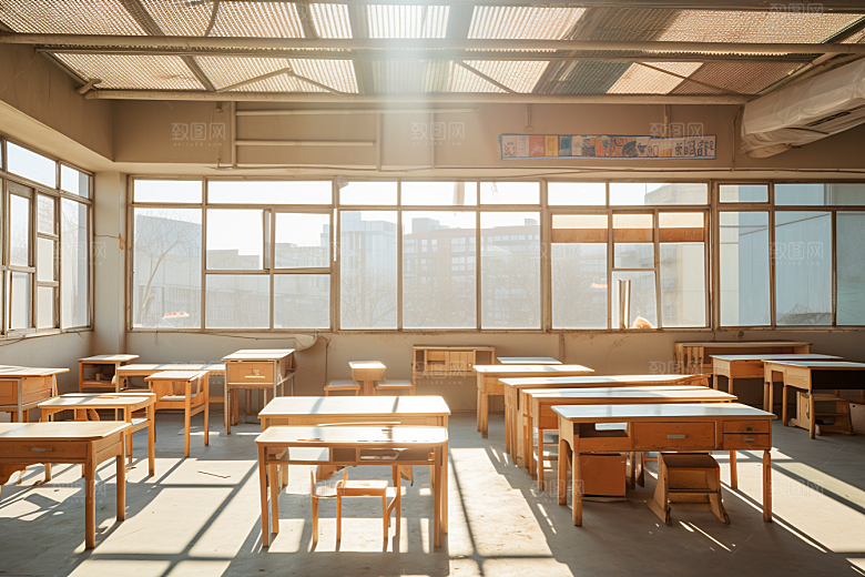 教室课桌椅开学季学习素材