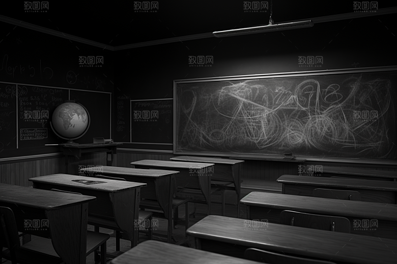 教室课桌椅学习课堂素材