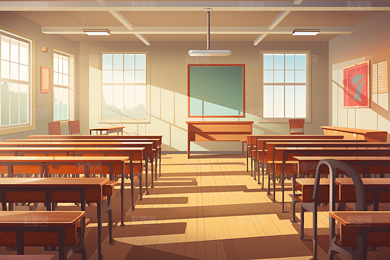 教室课桌椅学校校园素材