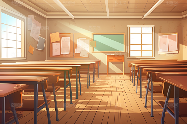 教室课桌椅教学校园素材