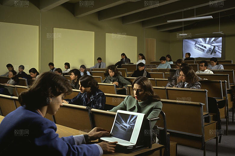 教室课桌椅上课教学素材