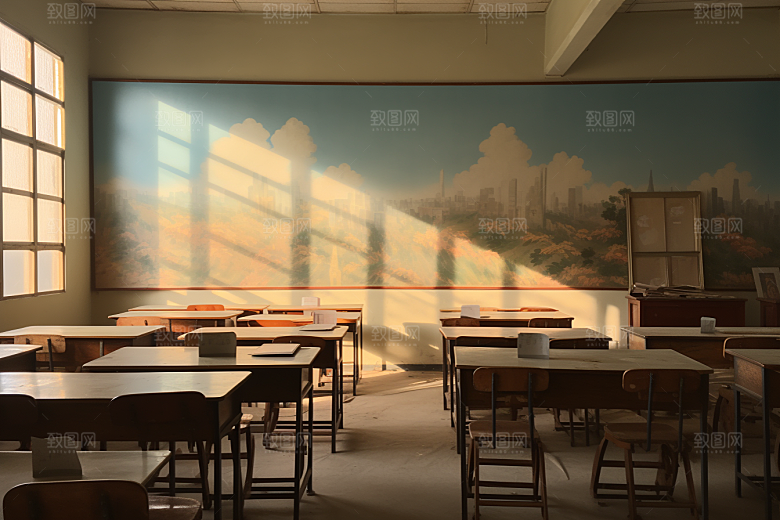 教室课桌椅高清开学季素材