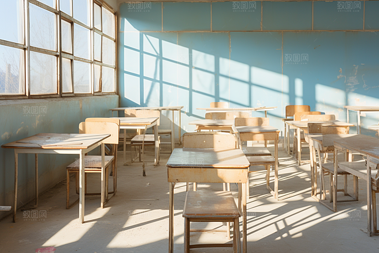 教室课桌椅校园学习素材