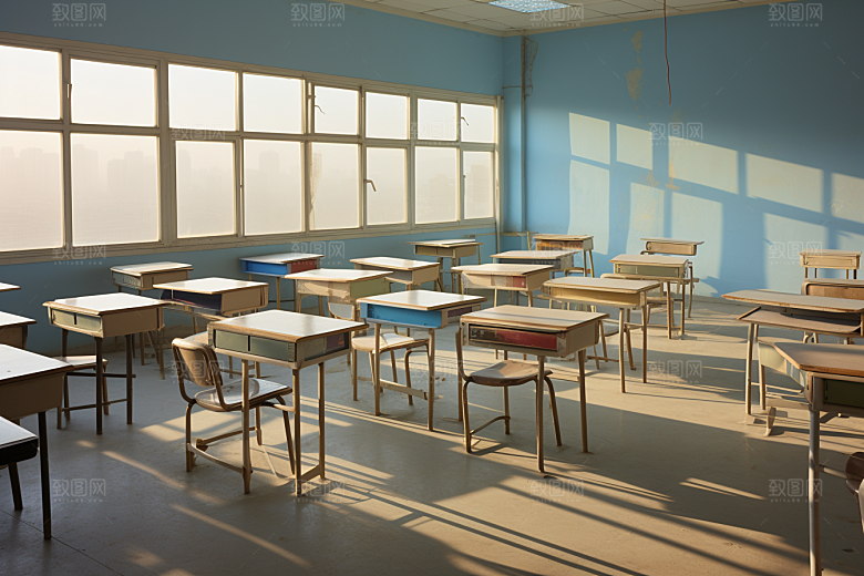 教室课桌椅学校校园素材