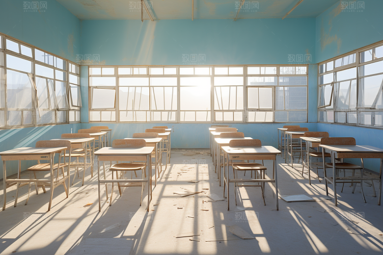 教室课桌椅校园学校素材