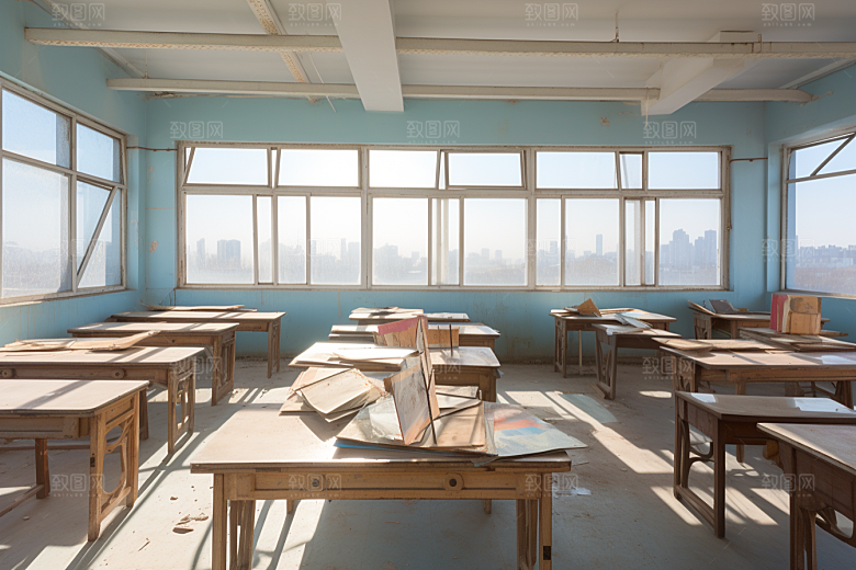 教室课桌椅开学季教学素材
