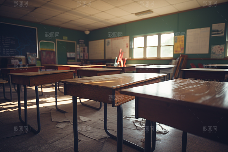 教室课桌椅开学季校园素材