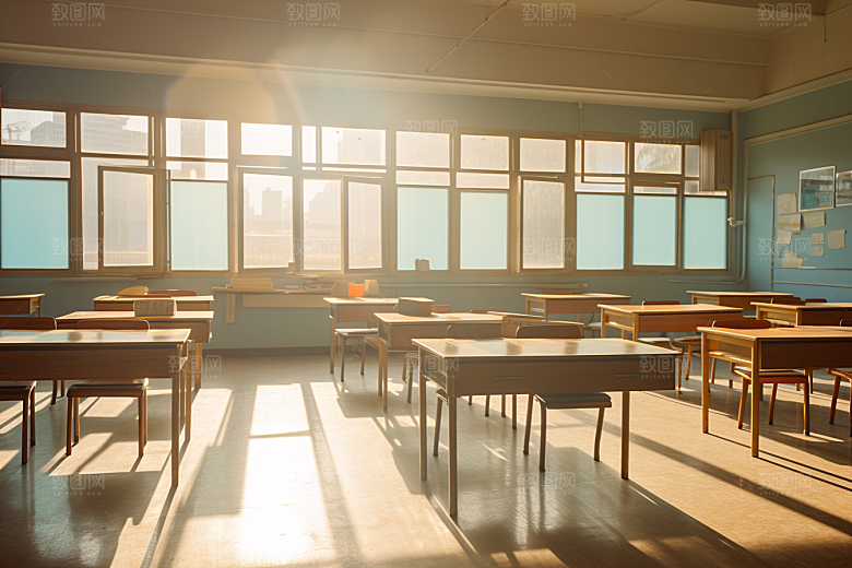 教室课桌椅开学季学习素材