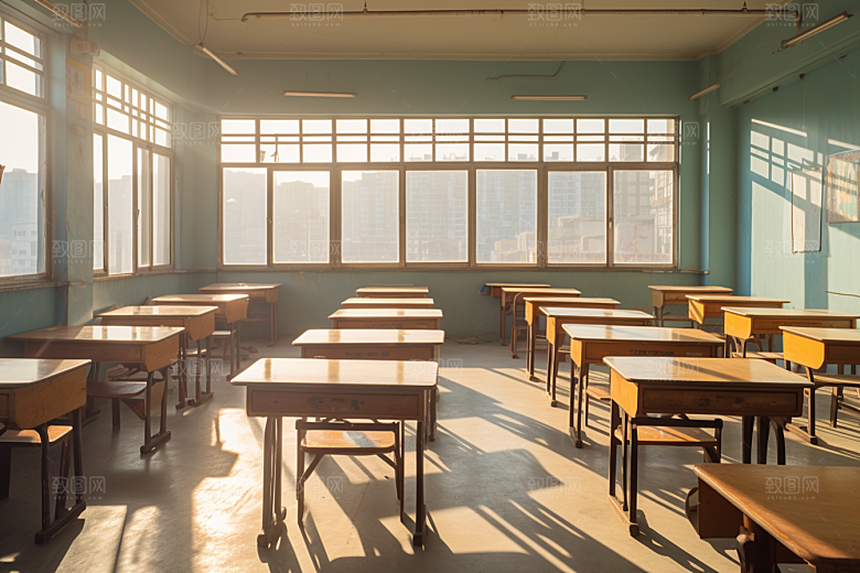 教室课桌椅开学季学校素材