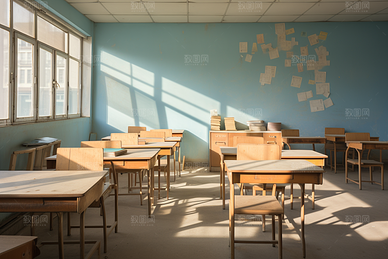 教室课桌椅开学季学习素材