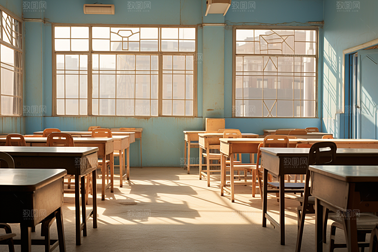教室课桌椅校园学校素材