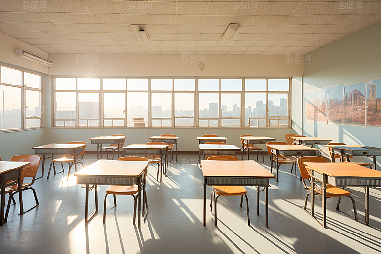 教室课桌椅课堂学校素材