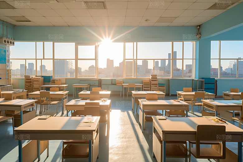 教室课桌椅校园开学季素材