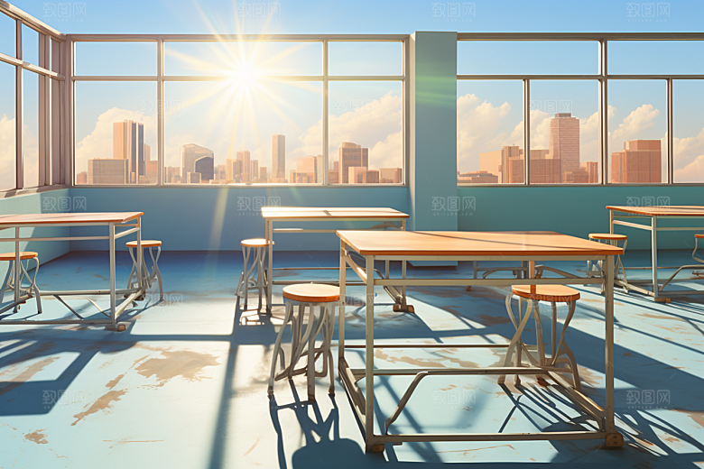 教室课桌椅学校开学季素材