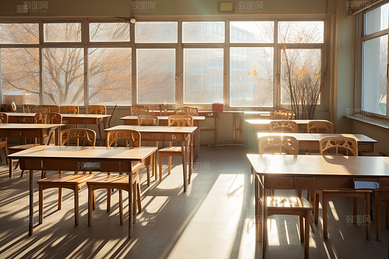 教室课桌椅教学上课素材