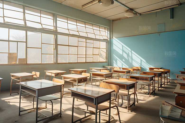 教室课桌椅学习课堂素材
