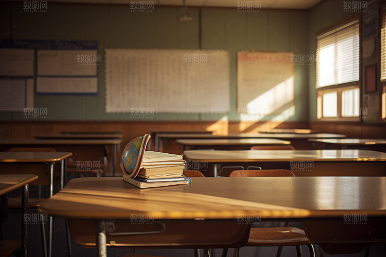 教室课桌椅高清学校素材