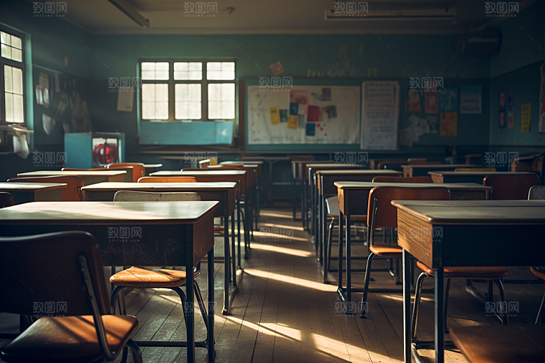 教室课桌椅学校教学素材