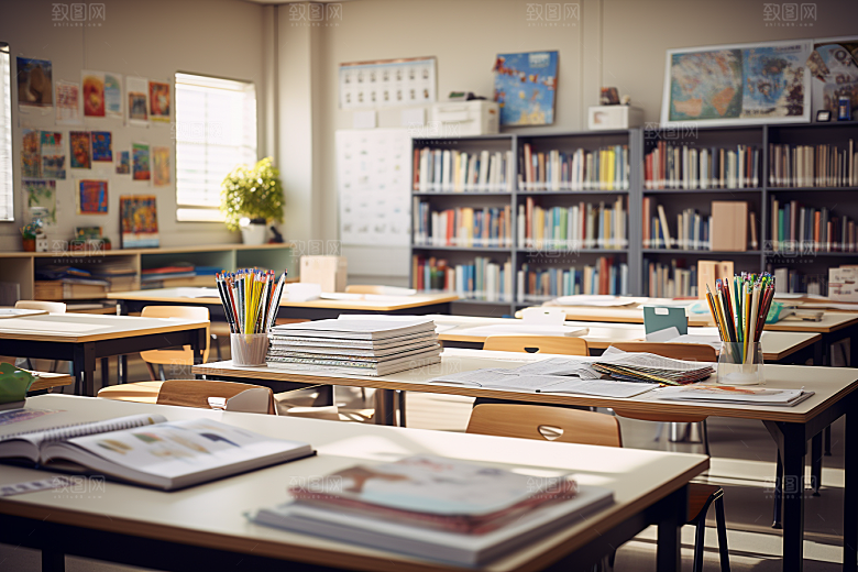 教室课桌椅教学开学季素材