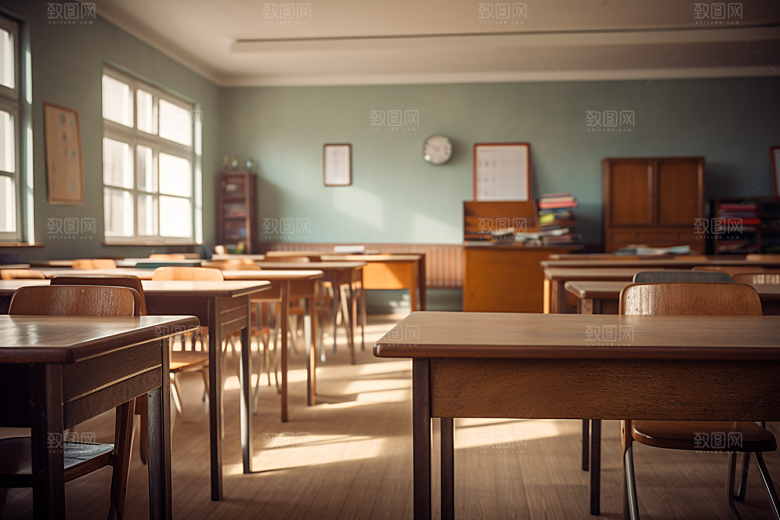 教室课桌椅学校校园素材